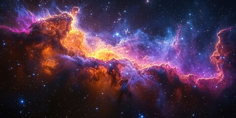 Fototapeta premium Colorful nebula displayed against a starry backdrop showcasing the wonders of the universe