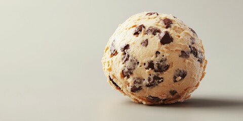 Obraz premium Delicious chocolate chip ice cream scoop on a plain background ready to be enjoyed