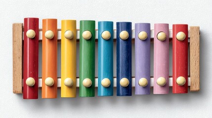 Naklejka premium Colorful Musical Instrument with Vibrant Keys and Wooden Frame for Creative Play and Learning