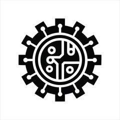  Minimalist Gear and Chip Silhouette Icon