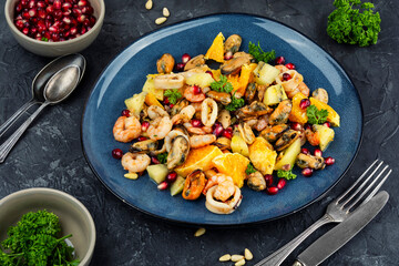 Seafood salad with orange.