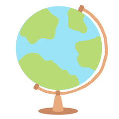 Globe school background poster map. Flat illustration. Hand drawn icon.
