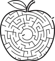 Apple Shaped Maze Puzzle Fun Educational Activity for Kids