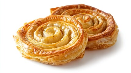 Fototapeta premium Golden-Brown Pastry Swirls: A Delightful Bakery Treat