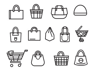 Shopping Mall Vector Line Art Design Illustration