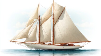 Obraz premium Elegant Sailing Ship on Calm Waters Vintage Maritime Adventure Classic Yacht with Full Sails