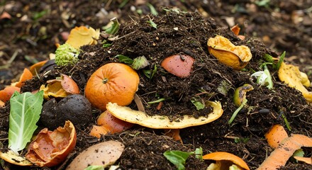 Compost Pile with Food Scraps and Garden Waste