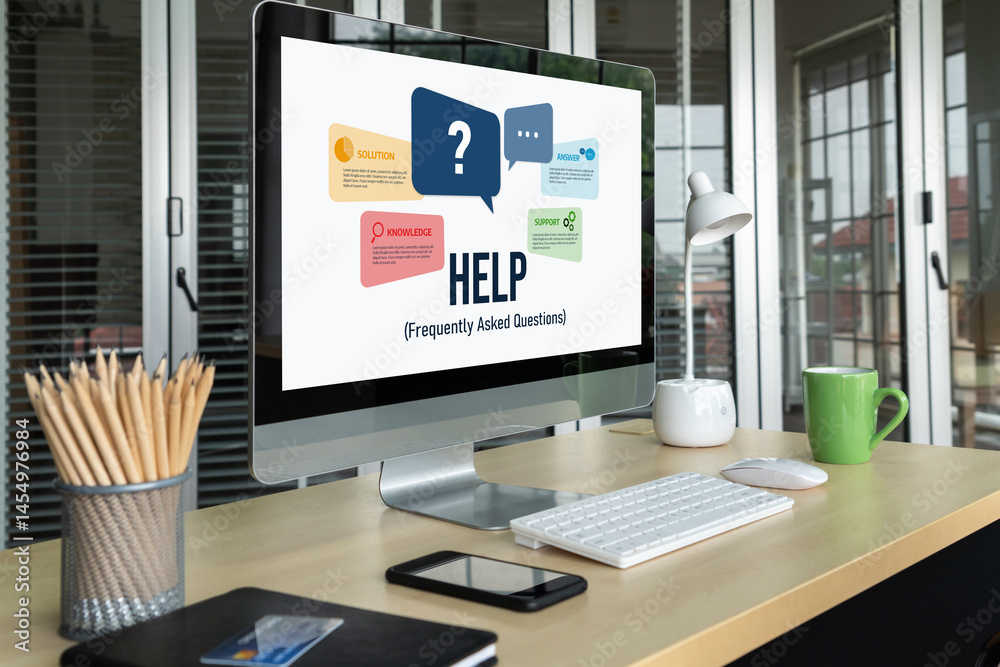 Poster help screen on the website provide answer to faq frequently asked question snugly with knowledge inf