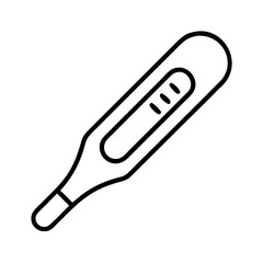 Obraz premium black line icon of medical thermometer with digital display, minimalist outline symbol for body temperature, spa monitoring or wellness diagnostics