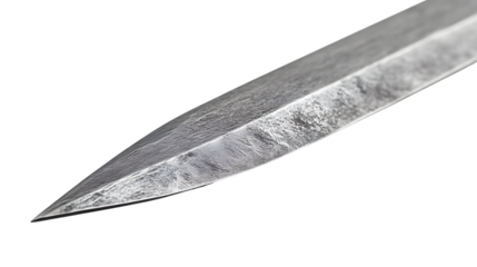 Closeup of a metallic blade sharp edge textured surface dark background