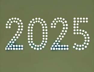 2025 dotted lights style on green background