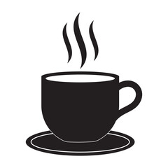 Cup icon. Coffee or tea cup icon. Coffee cup silhouette with steam vector illustration, a cup of hot cafe coffee or caffeine drink flat vector icon. Coffee cup icon vector . cup a coffee icon vector.