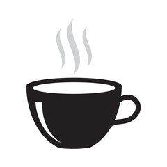 Cup icon. Coffee or tea cup icon. Coffee cup silhouette with steam vector illustration, a cup of hot cafe coffee or caffeine drink flat vector icon. Coffee cup icon vector . cup a coffee icon vector.