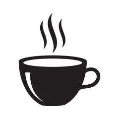 Cup icon. Coffee or tea cup icon. Coffee cup silhouette with steam vector illustration, a cup of hot cafe coffee or caffeine drink flat vector icon. Coffee cup icon vector . cup a coffee icon vector.