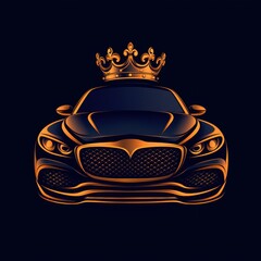 Majestic car design featuring a crown on a sleek vehicle in a captivating artistic representation