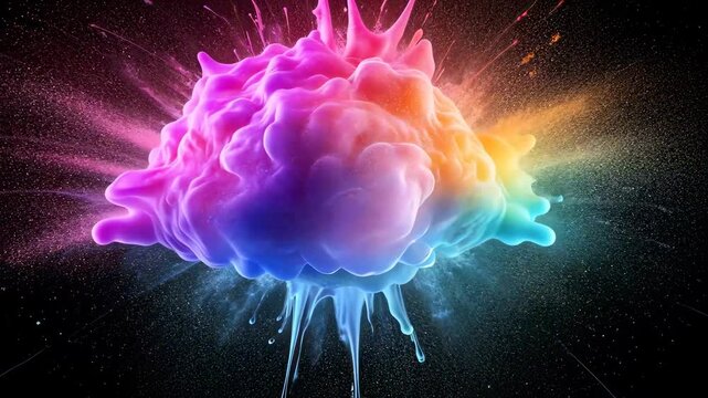 colorful brain explosion with splashes of vibrant hues