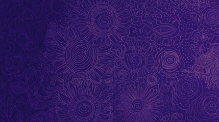 Intricate purple design with floral and swirl patterns.