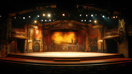 1900 grand theatre stage during a dramatic opera.