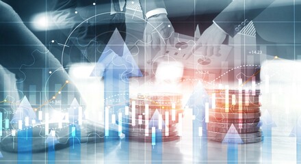 Stock market forex trading graph and candlestick chart suitable for financial investment concept