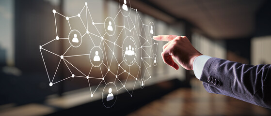 People network structure. HR - Human resources management and recruitment concept