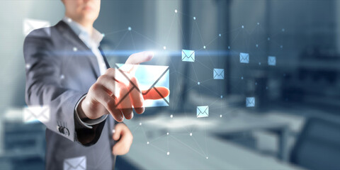 Email connections digital concept. Sending and receiving emails