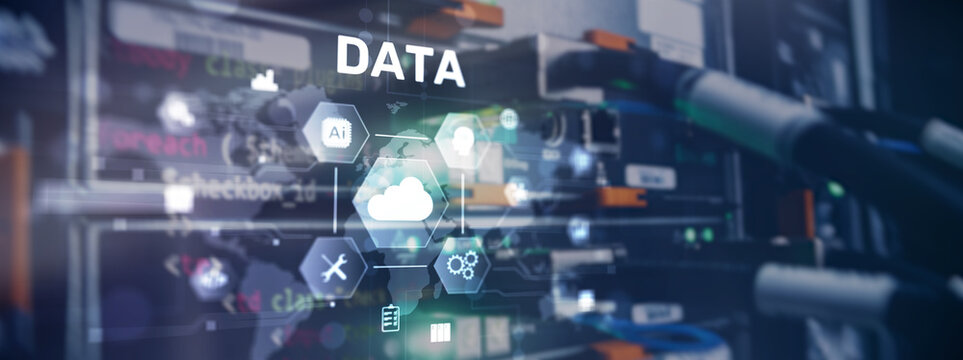 Cloud server and computing, data storage and processing on server background - Powered by Adobe