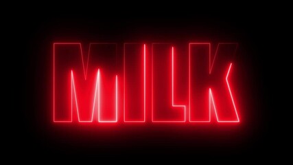 Milk text animation with glowing neon line. - Powered by Adobe
