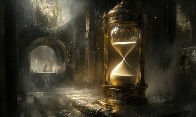 The hourglass with sand slipping through symbolizes the concept of a timekeeper.