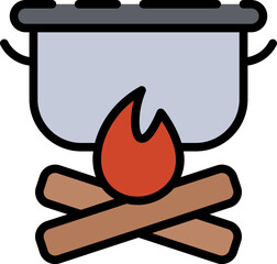 pot on fire illustration on a white background     