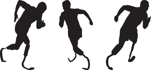 Amputee Athletes Running Silhouettes Sport Competition Disability
