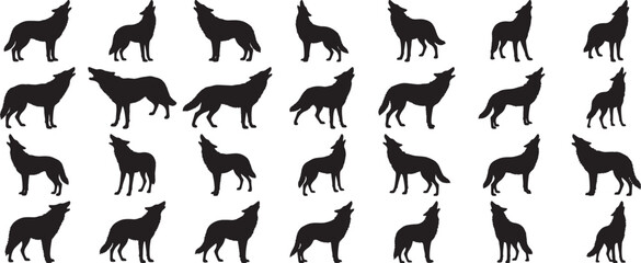 Majestic Wolf Silhouettes Collection Pack Design Graphics