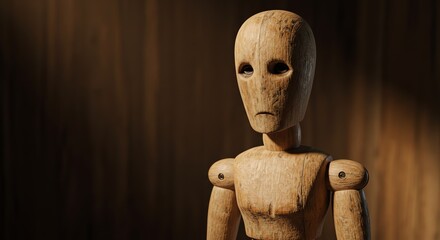 Wooden Mannequin Sad Figure