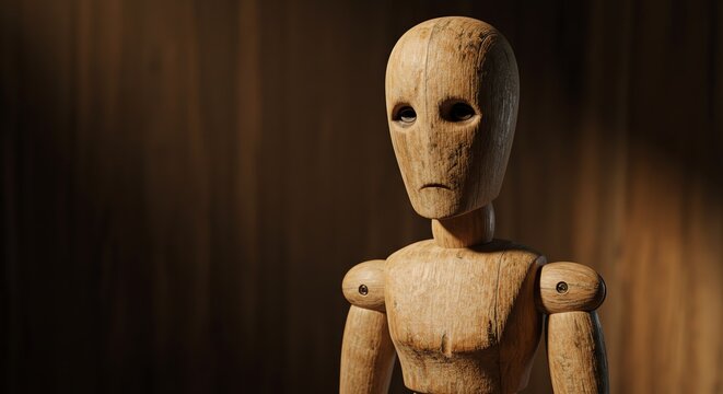 Wooden Mannequin Sad Figure
