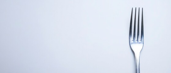 Silver fork stands ready, isolated against clean backdrop.