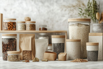 Fototapeta premium of eco-friendly packaging solutions showcasing minimalistic design.