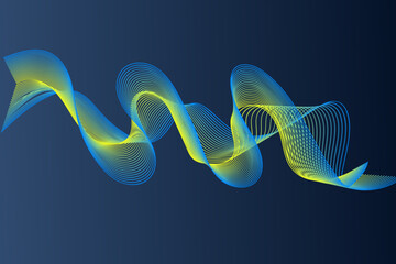 Abstract yellow and blue lines on a black background