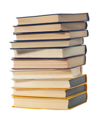 High books stack isolated on a white background.