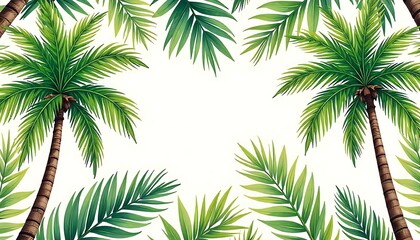 Tropical pattern with freehand drawn palm trees. Hawaiian summer background. Coconut tree print created with generative ai
