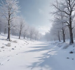 Obraz premium Frozen landscape, swirling snow, stark winter trees, nature, windswept, outdoors