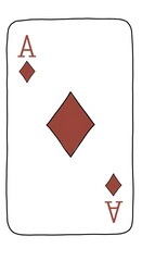 Obraz premium Hand-Drawn Ace of Diamonds: Sketchy Playing Card Illustration.