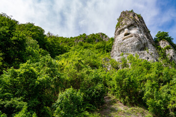 Decebal Rex, face of Decebal. Romania, Danube, the Danube boilers, Dacia, Traian and Decebal