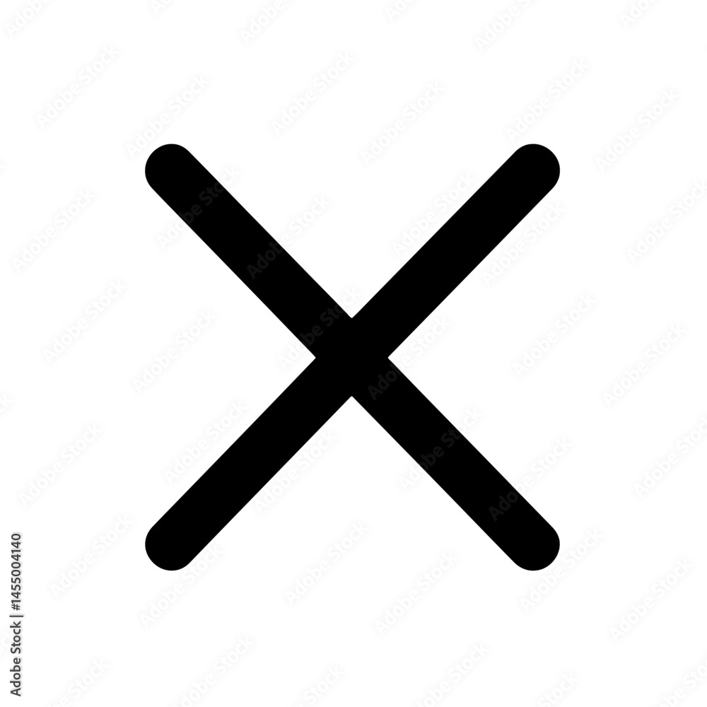 Poster minimalist close icon design featuring a simple single line x shape for user interface applications
