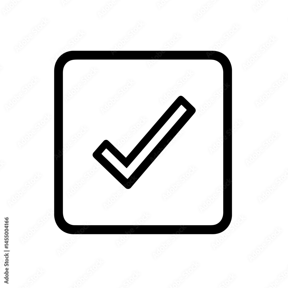 Poster minimalist unchecked checkbox icon with clean lines representing a simple visual cue for task manage