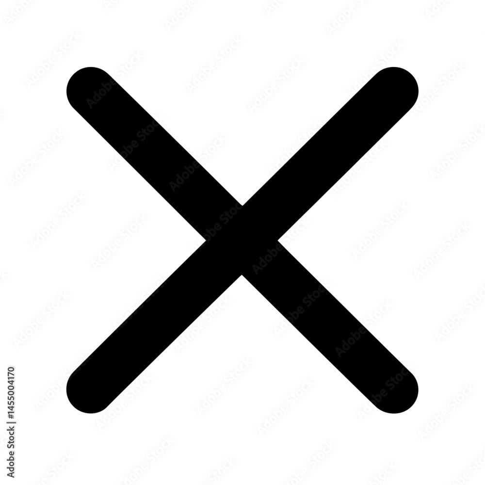 Poster minimalist single line close icon designed for simple user interface applications and graphic design