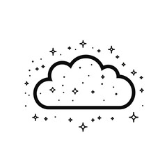 Stylish minimalist cirrus cloud icon with tech-inspired design in a simple black and white format