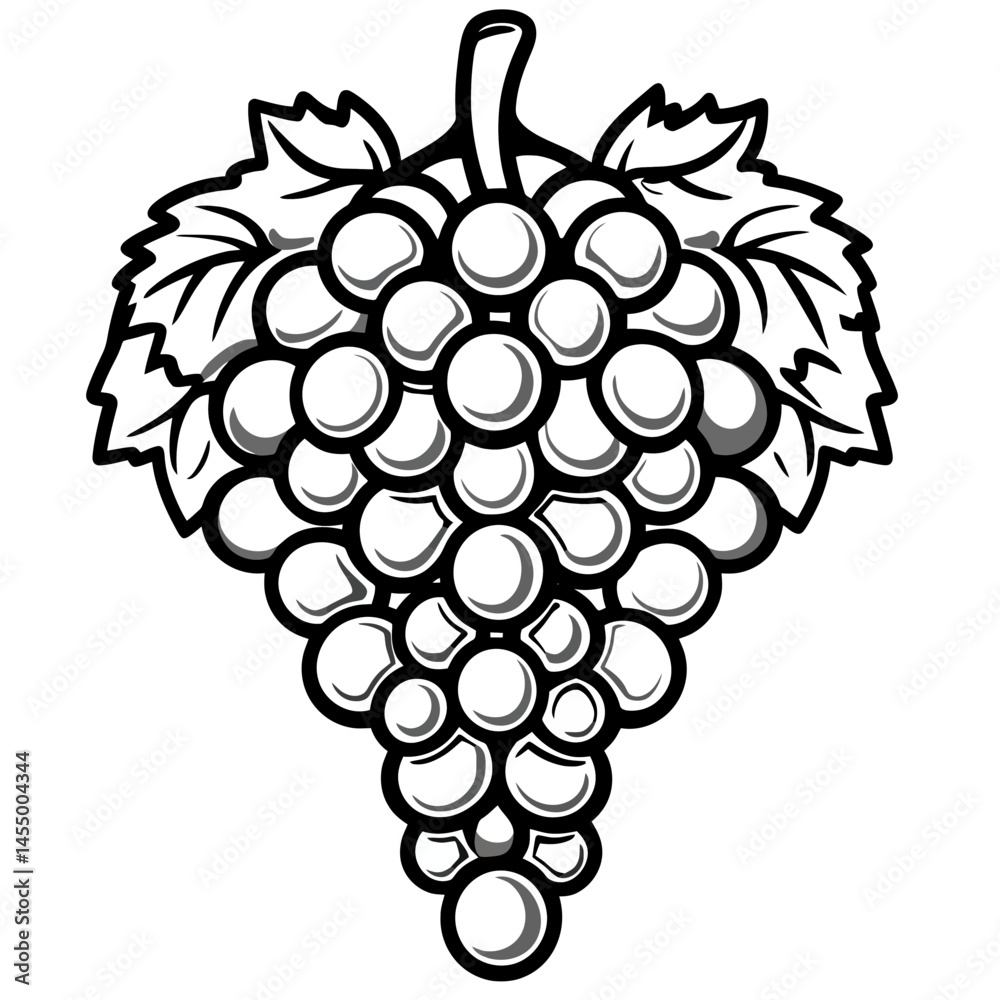 Poster minimalist grape icon design featuring a single line style suitable for various artistic application