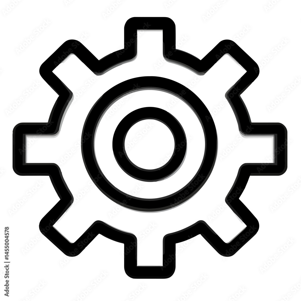 Poster minimalist settings icon featuring a clean, single line design with a gear shape used for various ap