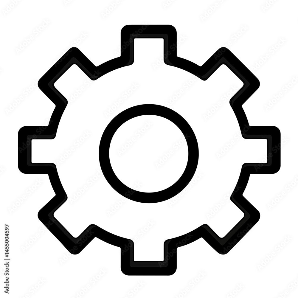 Poster minimalist settings icon featuring a simple gear design for user interface and graphical application