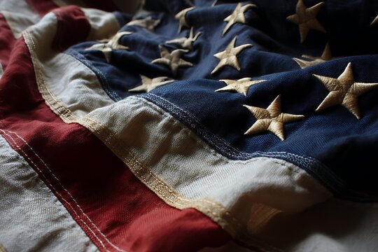 Army flag of U.S. in near photo shot  
