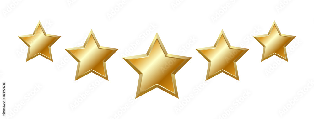 Wall mural isolated 5 shiny realistic gold on transparent background, matte star with metallic effect. five ele